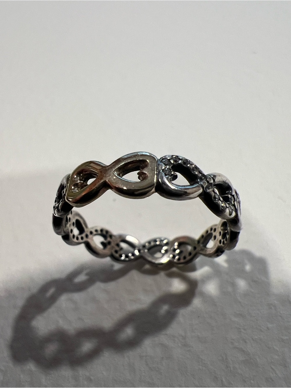 Pandora Sterling Silver and 14k Infinite Love Ring - Elegant Women's Band